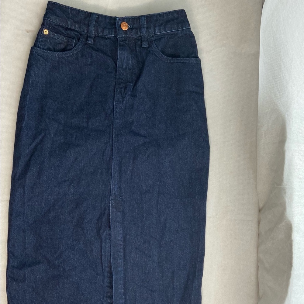 Free People Denim Skirt Jean Raw Edge Hem